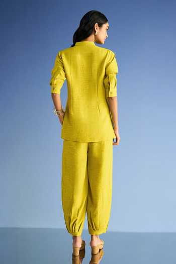 Dash And Dot Linen Side Tie Top & Pleated Pant Set 