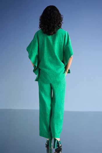 Dash And Dot Linen Textured Kaftan Top 