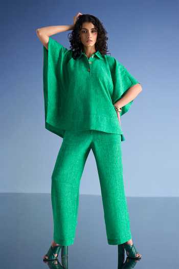Dash And Dot Linen Textured Kaftan Top 