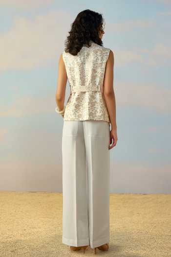 Shop Dash And Dot Ivory Linen, Viscose Straight-cut Wide Leg Pant Online at Aza Fashions Shop_Dash And Dot_Ivory Linen, Viscose Straight-cut Wide Leg Pant _Online_at_Aza_Fashions