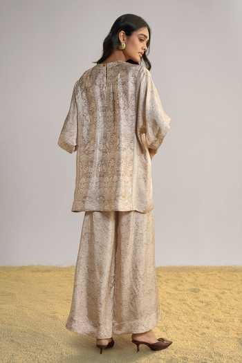 Dash And Dot Lace Printed Boxy Top & Scarf 