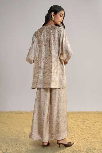 Dash And Dot Lace Printed Wide-Leg Palazzo 