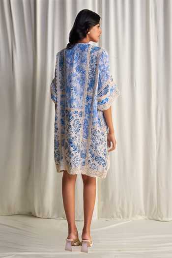 Dash And Dot Porcelain Print Patchwork Dress 