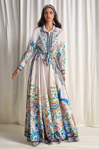 Dash And Dot Botanical Print Shirt & Twilly Scarf Set 