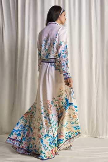 Buy_Dash And Dot_Multi Color Cotton, Linen Botanical Print Maxi Skirt _Online_at_Aza_Fashions