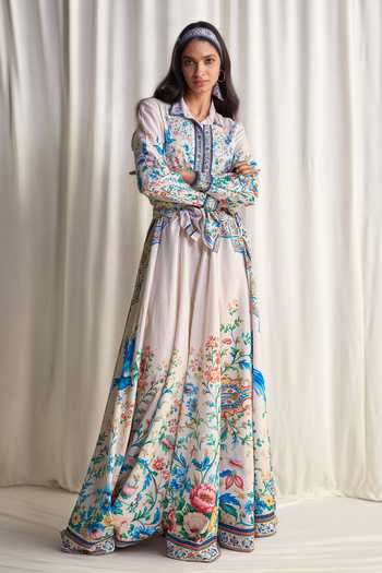 Dash And Dot Placed Watercolor Print Skirt Set 