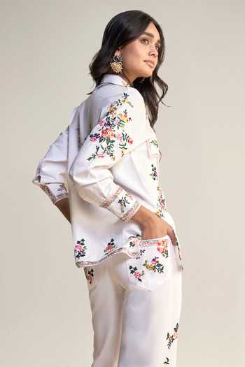 Dash And Dot Multi Color Cotton Collared Neck Placement Floral Embroidered Shirt And Pant Set Online at Aza Fashions Dash And Dot_Multi Color Cotton Collared Neck Placement Floral Embroidered Shirt And Pant Set _Online_at_Aza_Fashions