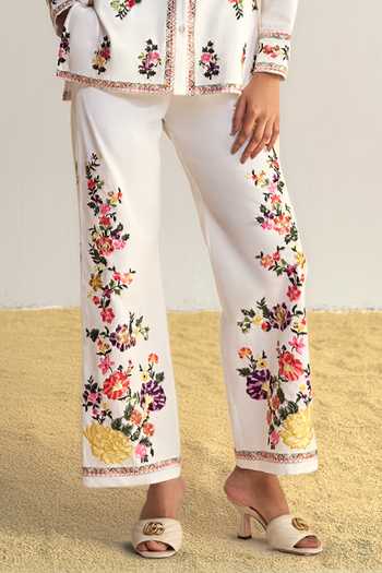 Buy Dash And Dot Multi Color Cotton Collared Neck Placement Floral Embroidered Shirt And Pant Set Online at Aza Fashions Buy_Dash And Dot_Multi Color Cotton Collared Neck Placement Floral Embroidered Shirt And Pant Set _Online_at_Aza_Fashions