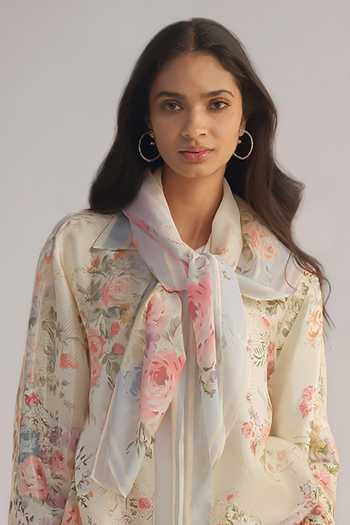 Dash And Dot Pastel Floral Print Scarf 