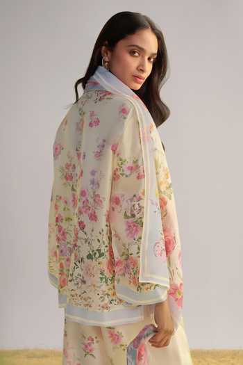 Dash And Dot Pastel Floral Print Scarf 