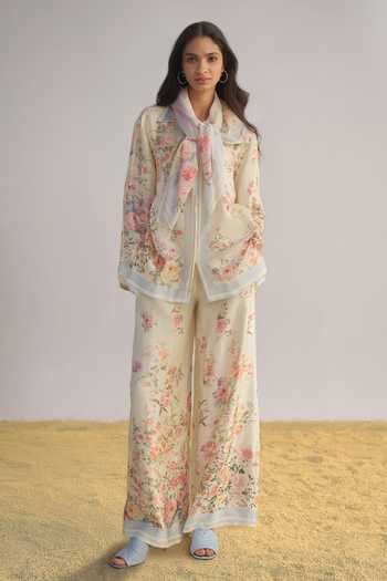 Dash And Dot_Multi Color Pastel Floral Print Scarf _Online_at_Aza_Fashions