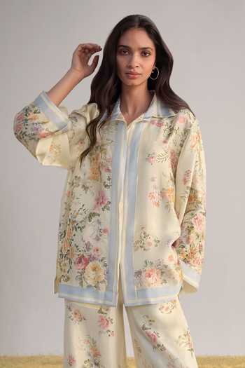 Dash And Dot Pastel Floral Print Relaxed Fit Shirt 