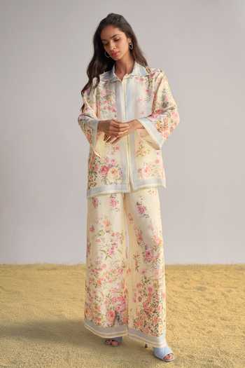 Dash And Dot Multi Color Viscose Pastel Floral Print Pant Online at Aza Fashions Dash And Dot_Multi Color Viscose Pastel Floral Print Pant _Online_at_Aza_Fashions