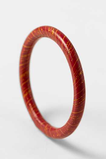 MAALICIOUS JEWELRY_Gold Plated Dual Colored Striped Lac Bangle- Single Pc _at_Aza_Fashions