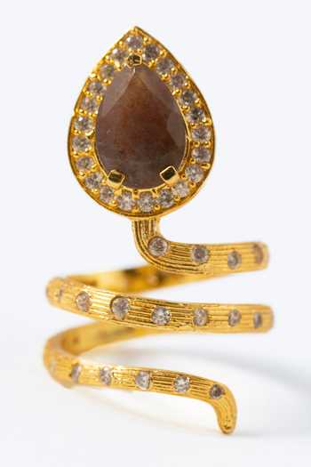 MAALICIOUS JEWELRY Gilded Coil March Bloodstone Ring 