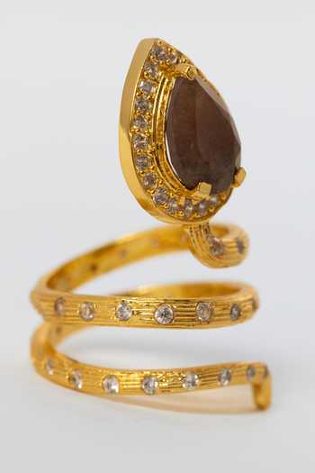 Buy_MAALICIOUS JEWELRY_Gold Plated Gilded Coil March Bloodstone Ring _Online_at_Aza_Fashions
