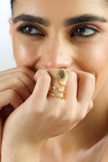 MAALICIOUS JEWELRY Gilded Coil March Bloodstone Ring 