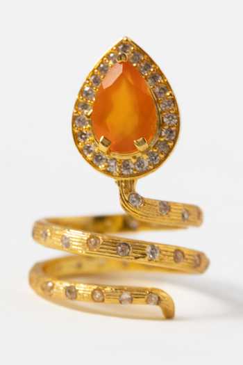 MAALICIOUS JEWELRY Gilded Coil Carnelian July Birthstone Ring 