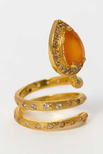 Buy MAALICIOUS JEWELRY Gold Plated Gilded Coil Carnelian July Birthstone Ring Online at Aza Fashions Buy_MAALICIOUS JEWELRY_Gold Plated Gilded Coil Carnelian July Birthstone Ring _Online_at_Aza_Fashions