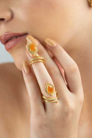 Shop MAALICIOUS JEWELRY Gold Plated Gilded Coil Carnelian July Birthstone Ring Online at Aza Fashions Shop_MAALICIOUS JEWELRY_Gold Plated Gilded Coil Carnelian July Birthstone Ring _Online_at_Aza_Fashions