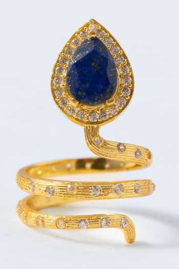 MAALICIOUS JEWELRY Gilded Coil Lapis September Birthstone Ring 