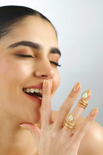 MAALICIOUS JEWELRY_Gold Plated Gilded Coil Opal October Birthstone Ring _Online_at_Aza_Fashions