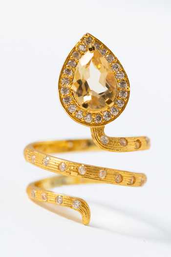 MAALICIOUS JEWELRY Gilded Coil Citrine November Birthstone Ring 