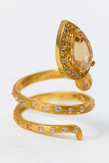 MAALICIOUS JEWELRY Gold Plated Gilded Coil Citrine November Birthstone Ring Online at Aza Fashions MAALICIOUS JEWELRY_Gold Plated Gilded Coil Citrine November Birthstone Ring _Online_at_Aza_Fashions