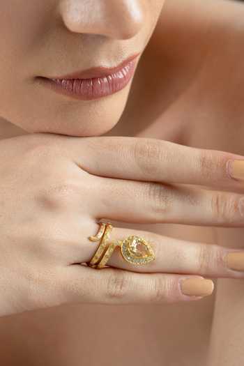 MAALICIOUS JEWELRY Gilded Coil Citrine November Birthstone Ring 