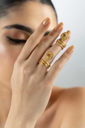 Buy MAALICIOUS JEWELRY Gold Plated Gilded Coil Citrine November Birthstone Ring Online at Aza Fashions Buy_MAALICIOUS JEWELRY_Gold Plated Gilded Coil Citrine November Birthstone Ring _Online_at_Aza_Fashions