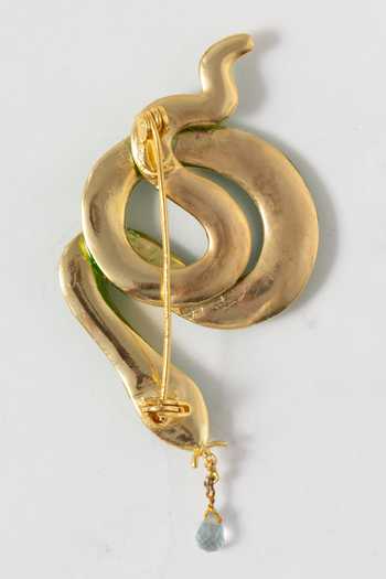 Shop MAALICIOUS JEWELRY Green Snake Brooch - Single Pc Online at Aza Fashions Shop_MAALICIOUS JEWELRY_Green Snake Brooch - Single Pc _Online_at_Aza_Fashions