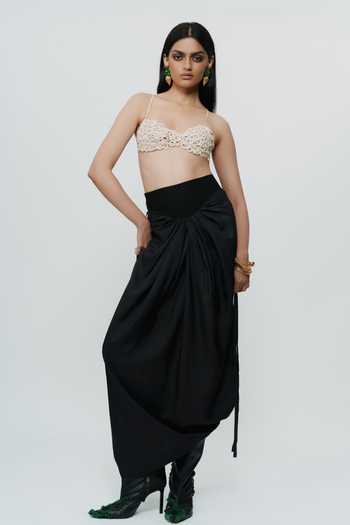 AK-OK Draped Knotted Cord Waist Skirt 
