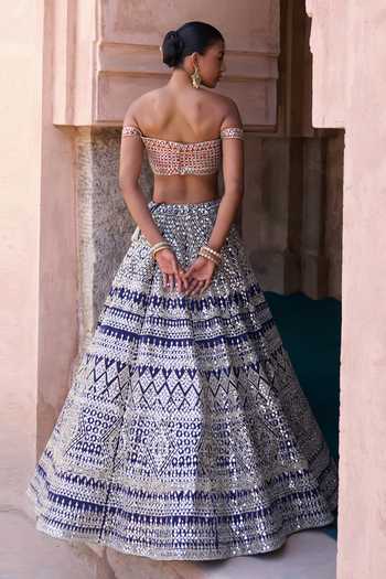 ANGAD SINGH Sitara Mirror Work Raw Silk Lehenga Set