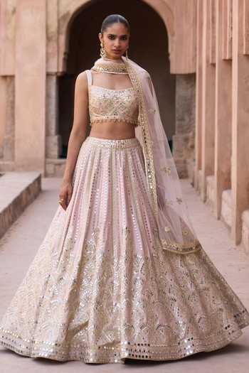 ANGAD SINGH Sehar Raw Silk Embroidered Lehenga Set 