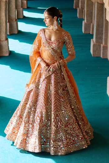 ANGAD SINGH Tej Organza Embroidered Lehenga Set 