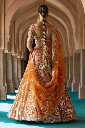 ANGAD SINGH Tej Organza Embroidered Lehenga Set 