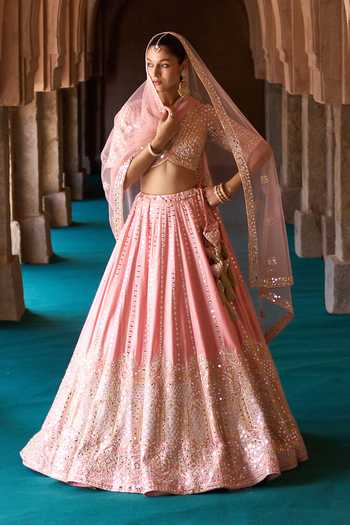 ANGAD SINGH Kesar Embroidered Raw Silk Lehenga Set 