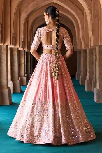 ANGAD SINGH Kesar Embroidered Raw Silk Lehenga Set 