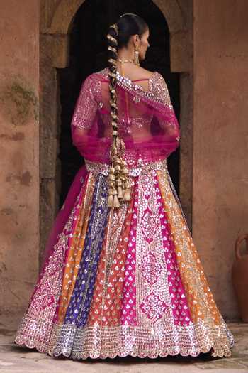 ANGAD SINGH Prism Embroidered Raw Silk Lehenga Set 