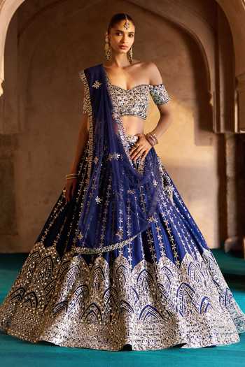 ANGAD SINGH Neer Embroidered Raw Silk Lehenga Set 