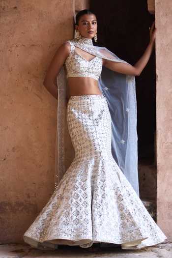 ANGAD SINGH Nirmal Embroidered Mermaid Lehenga Set 