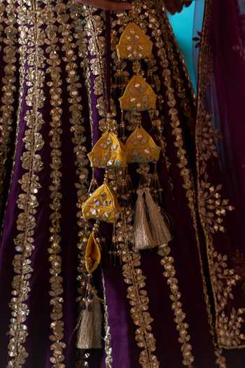 Buy ANGAD SINGH Purple Silk Sweetheart Neck Raat Rani Embroidered Raw Lehenga Set Buy_ANGAD SINGH_Purple Silk Sweetheart Neck Raat Rani Embroidered Raw Lehenga Set