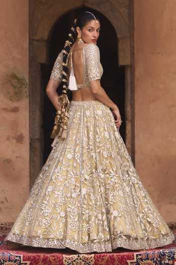 ANGAD SINGH Basant Floral Embroidered Net Lehenga Set 