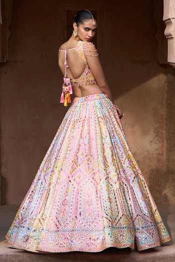ANGAD SINGH Savera Phulkari Embroidered Raw Silk Lehenga Set 