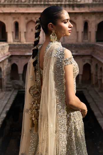 Buy ANGAD SINGH Gold Net Sweetheart Neck Sunehri Embroidered Corset Lehenga Set Online at Aza Fashions Buy_ANGAD SINGH_Gold Net Sweetheart Neck Sunehri Embroidered Corset Lehenga Set _Online_at_Aza_Fashions