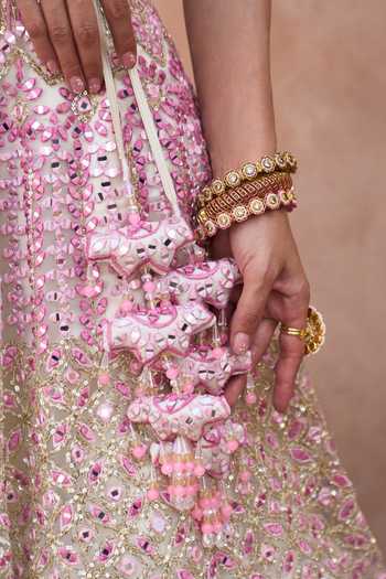 Buy_ANGAD SINGH_Pink Net Scoop Neck Gulaab Floral Embroidered Lehenga Set _Online_at_Aza_Fashions