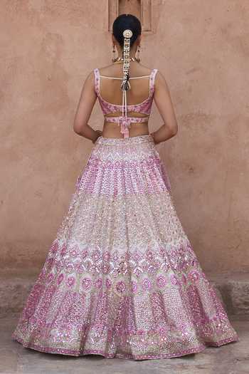 ANGAD SINGH Gulaab Floral Embroidered Net Lehenga Set 