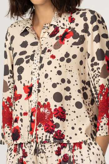 Inoa Bonnie Crystal Front & Papaver Print Shirt 