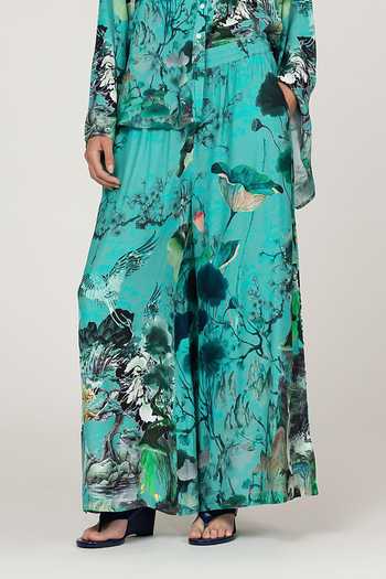 Inoa Blue Silk Lina Rapa Flora Print Pant Online at Aza Fashions Inoa_Blue Silk Lina Rapa Flora Print Pant _Online_at_Aza_Fashions