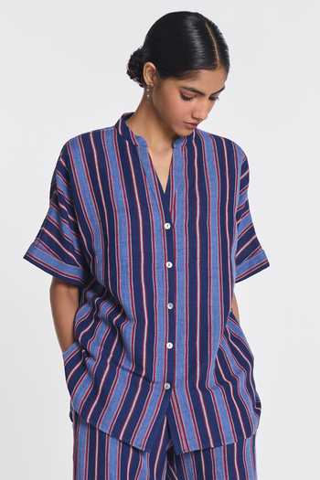 Payal Pratap Gentiana Oversized Striped Shirt 
